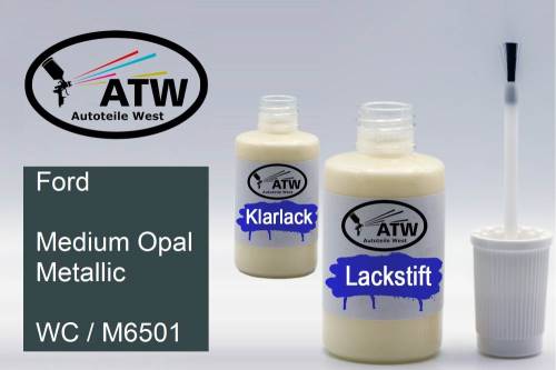 Ford, Medium Opal Metallic, WC / M6501: 20ml Lackstift + 20ml Klarlack - Set, von ATW Autoteile West.